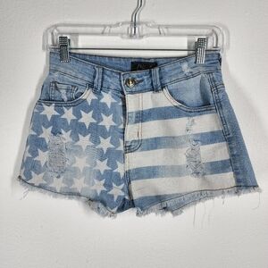 CHIQLE DISTRESS DENIM SHORTS